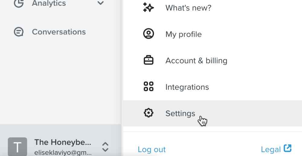 A user accesses the settings button from their account menu