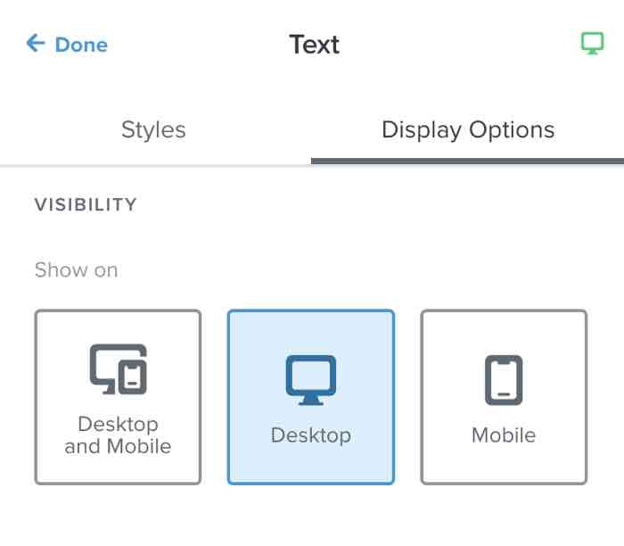 A block set to mobile only in Klaviyo's template editor