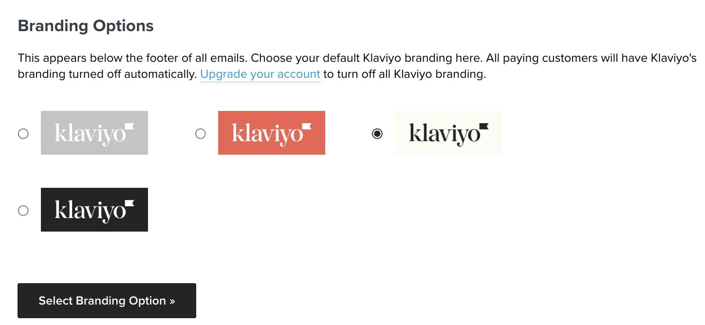 The four options for the Klaviyo logo