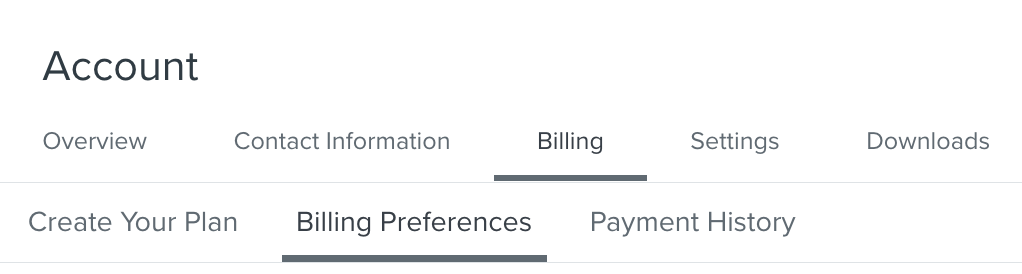 Billing Preference tab under the Billing page