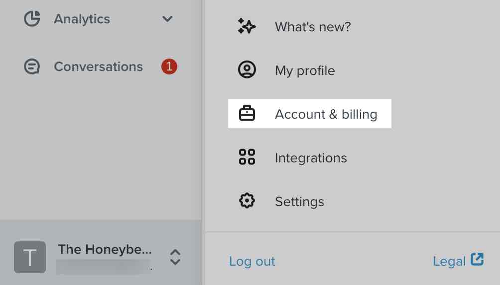 A Klaviyo user accesses the Account and Billing tab