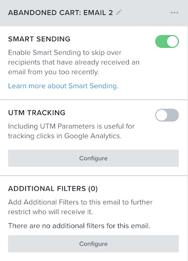 Flow builder sidebar showing flow message settings with Smart Sending enabled.