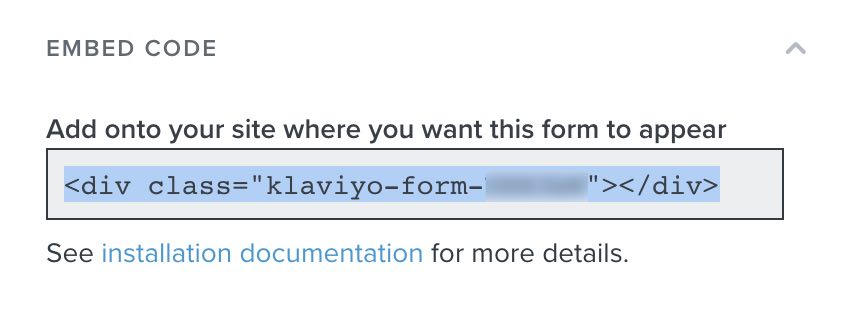 The embed code for a form copied from the targeting and behaviors section within the editor.