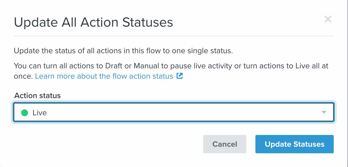 Modal to update all action statuses in a flow