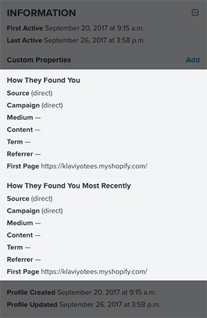 Example of a profile with the 'how they found you' section highlighted