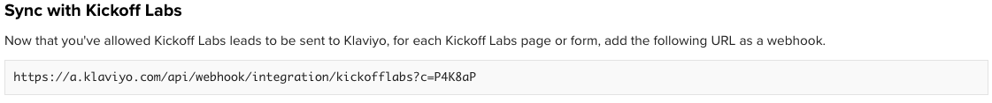 Generate webhook URL for KickoffLabs integration