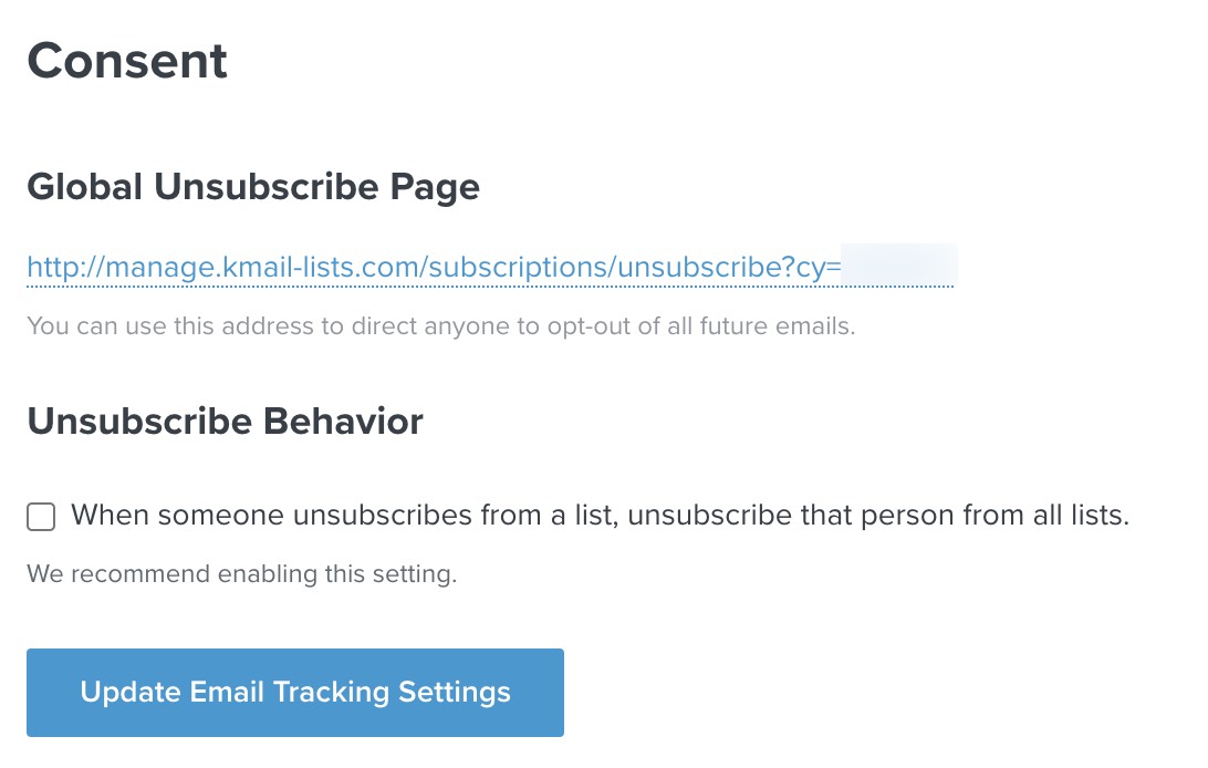 Checkbox to disable global unsubscribe option at global level
