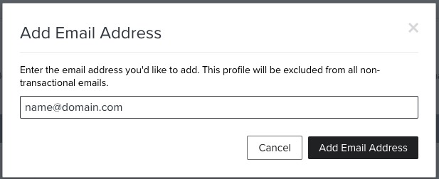 Modal to manually add a profile to the suppression list