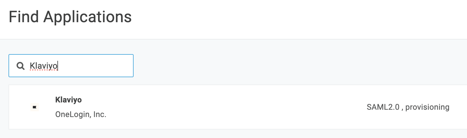 Suche nach Klaviyo in den One Login Apps
