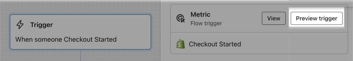 Linke Seitenleiste, die anzeigt, wenn der Auslöser eines Flows im Flow Builder angeklickt wird.