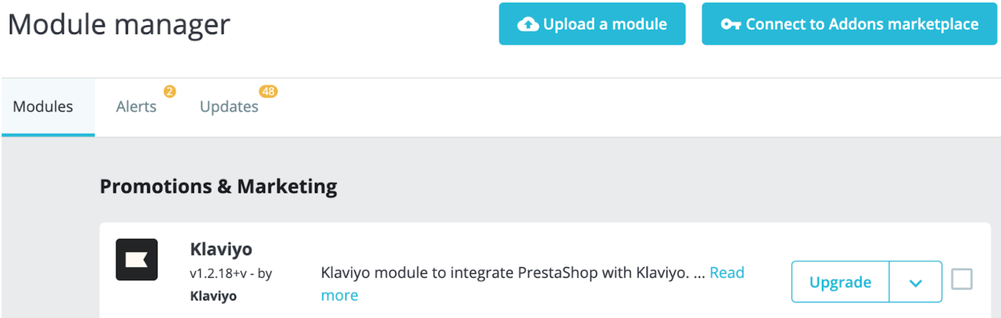 Upgrade des Klaviyo-Moduls in PrestaShop