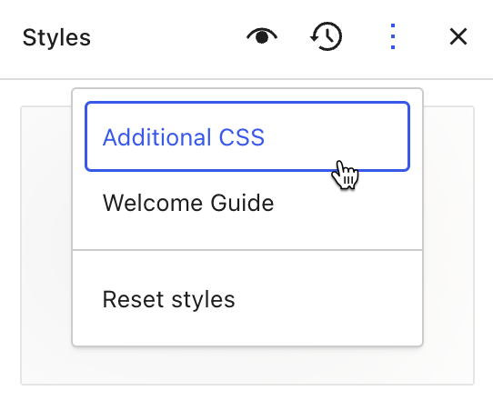 Die Option Zusätzliches CSS