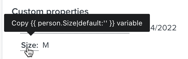 Tooltip, der die zu kopierende Variable anzeigt