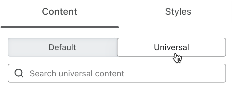 Die Registerkarte "Universeller Inhalt