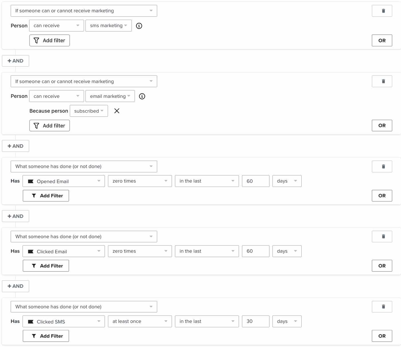 A segment of subscribers that prefer SMS over email