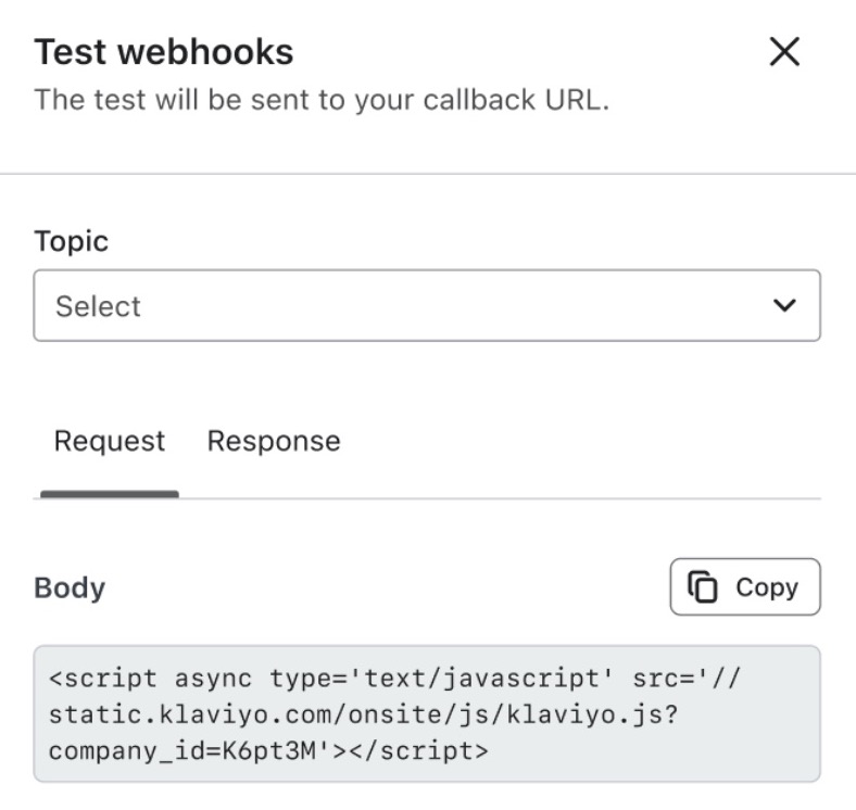 Test webhook modal