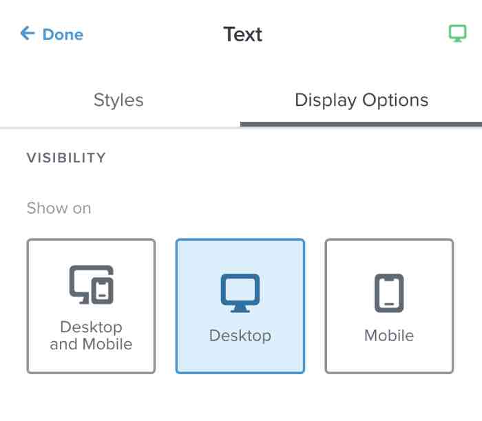 Un bloque configurado sólo para móviles en el editor de plantillas de Klaviyo