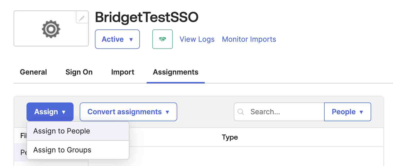 Assignments tab showing the Assign dropdown