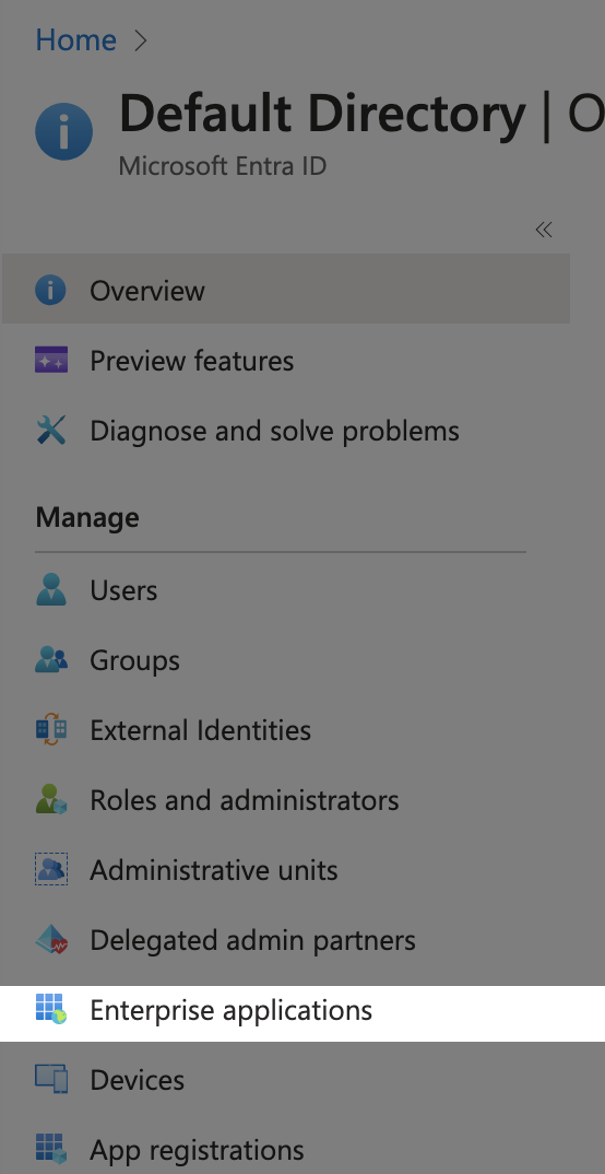 The Enterprise applications option in the left sidebar