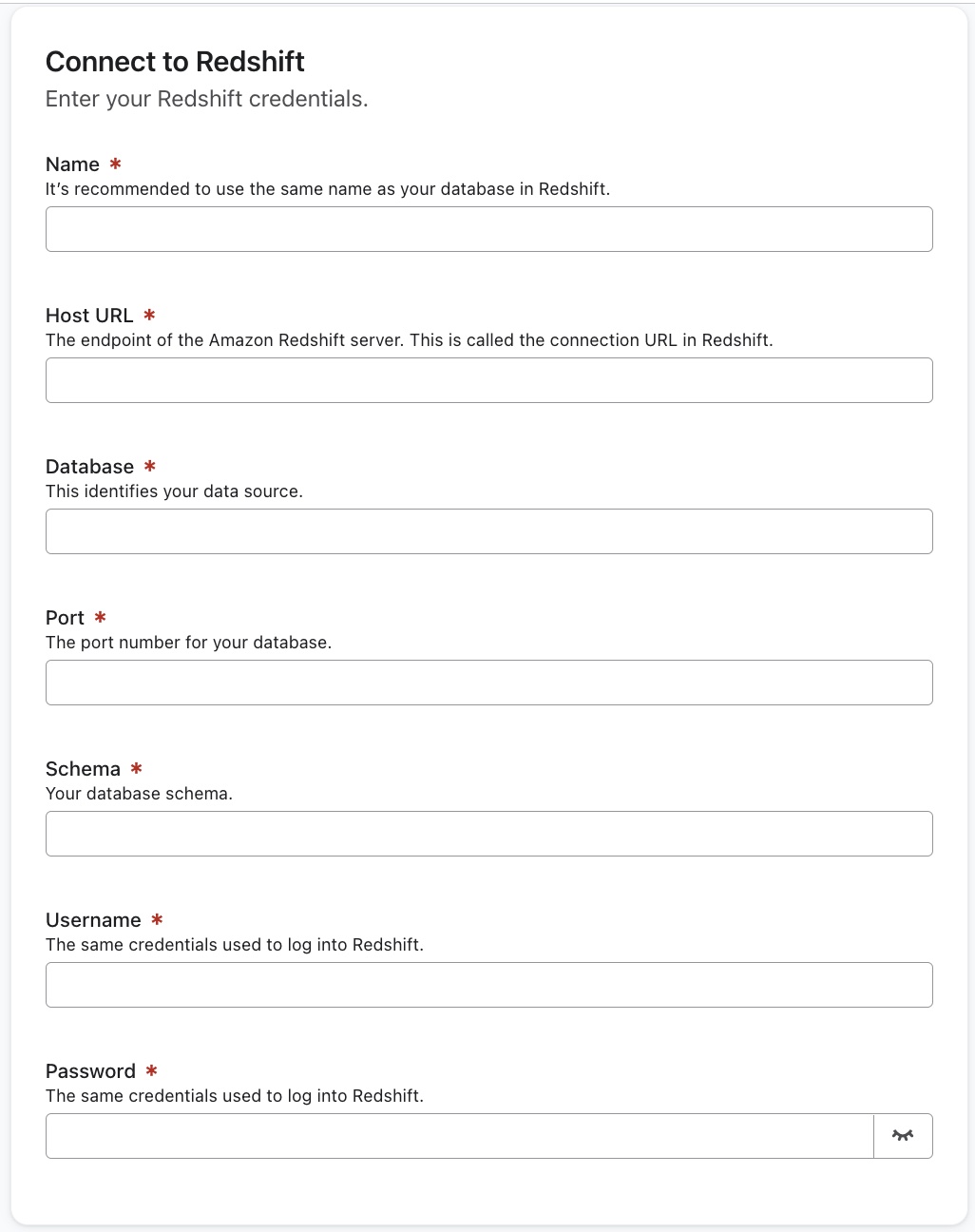 Credenciales de Redshift para conectarse