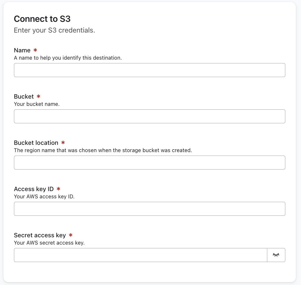 Identifiants Amazon S3 pour se connecter