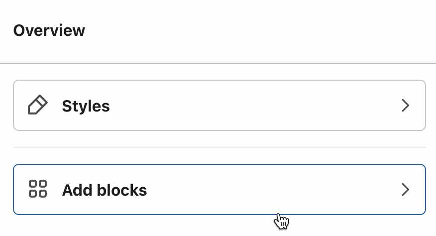 Add blocks to preference page