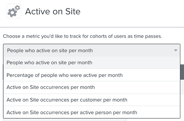 Active on site dropdown with people who were active on site chosen