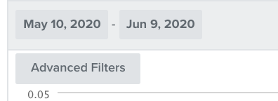 Metric time range with example month shown and button for advanced filters below