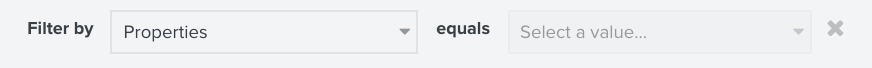 Example of filter by filed with properties chosen from dropdown and equals next to empty dropdown for value