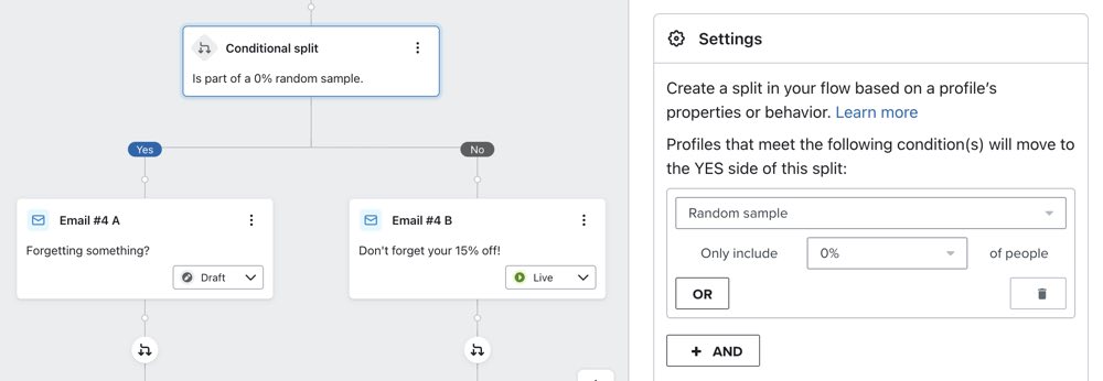 Lorsque vous cliquez sur la séparation conditionnelle, le menu de configuration apparaît dans la barre latérale gauche.