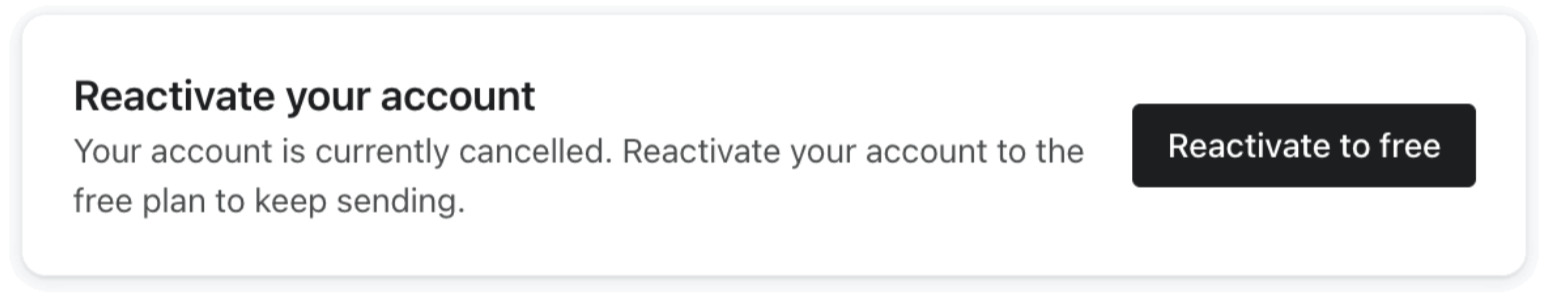 Reactivate to free section within the Billing Preferences page