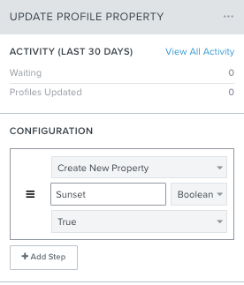 Creating a profile property where Sunset equals true