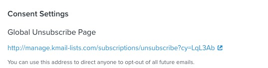 Global unsubscribe page link in Klaviyo