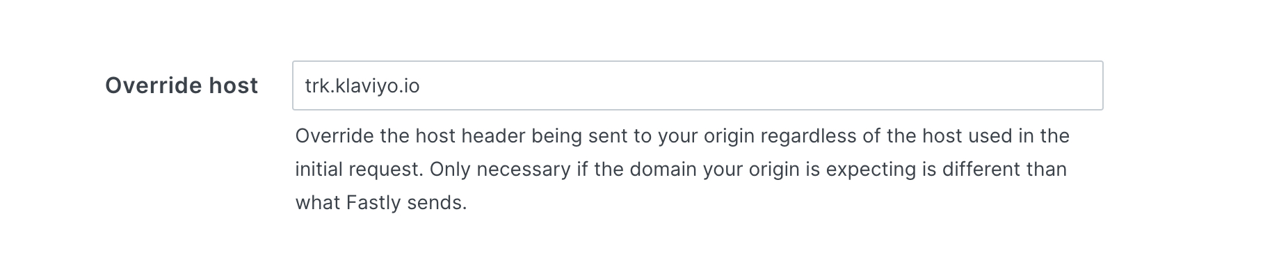 Opción para establecer el host de anulación en Fastly