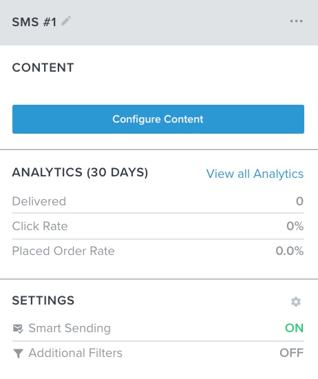 À l’intérieur d’une variable d’événement SMS ou MMS dans un flux, sous la section Content, un bouton Configure Content permet d’ajouter une variable d’événement