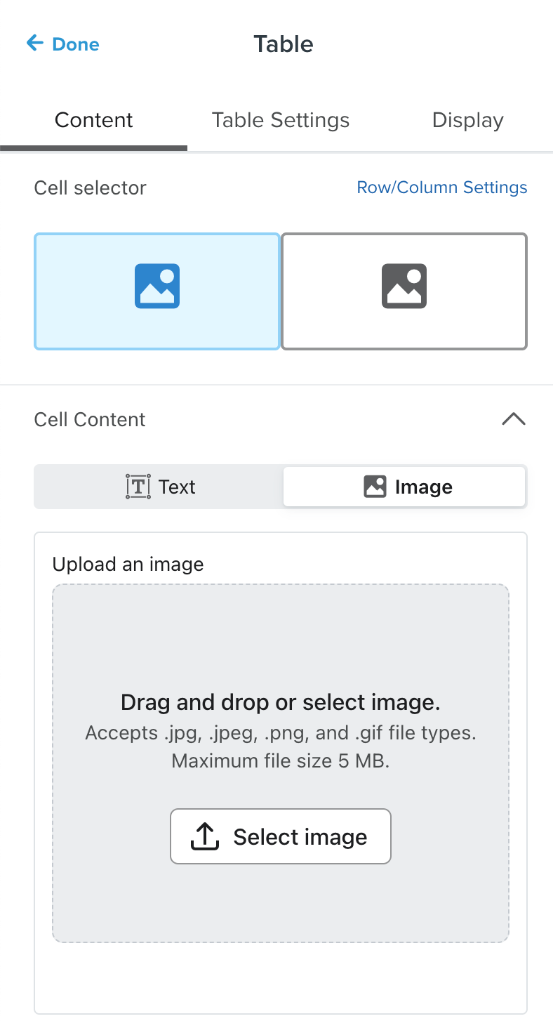 Type de cellule d'image