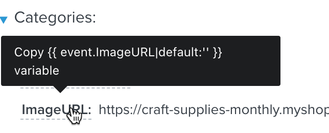 Sélectionnez une variable URL d'image