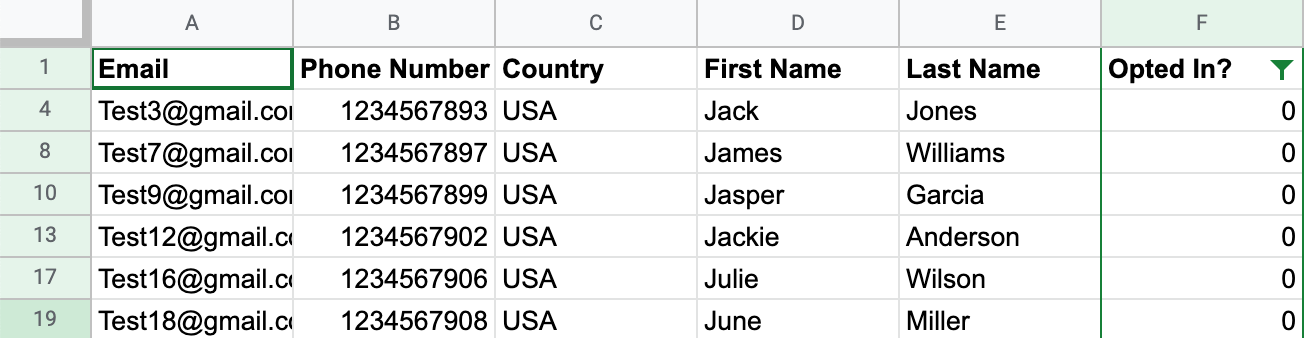 Filter settings when only the 0 is checked