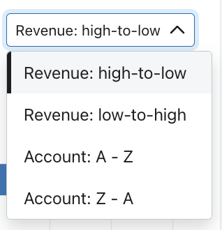 Options de tri des recettes attribuées