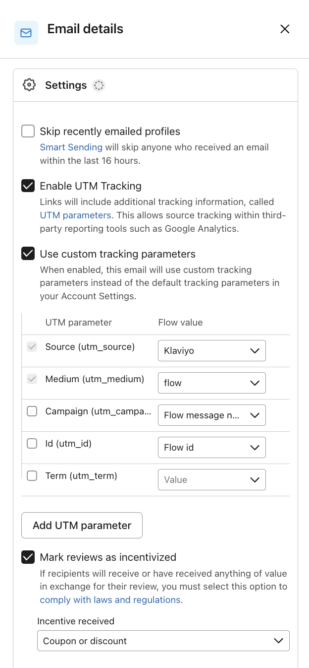 The option to mark reviews as incentivized in a flow