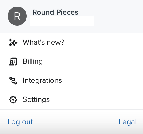 Account settings menu in Klaviyo