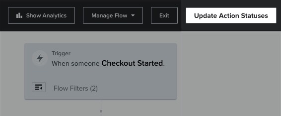 Bouton Update Action Statuses situé en haut à droite du générateur de flux