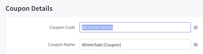 La page des détails du coupon dans BigCommerce avec le nom du coupon copié dans votre presse-papiers.