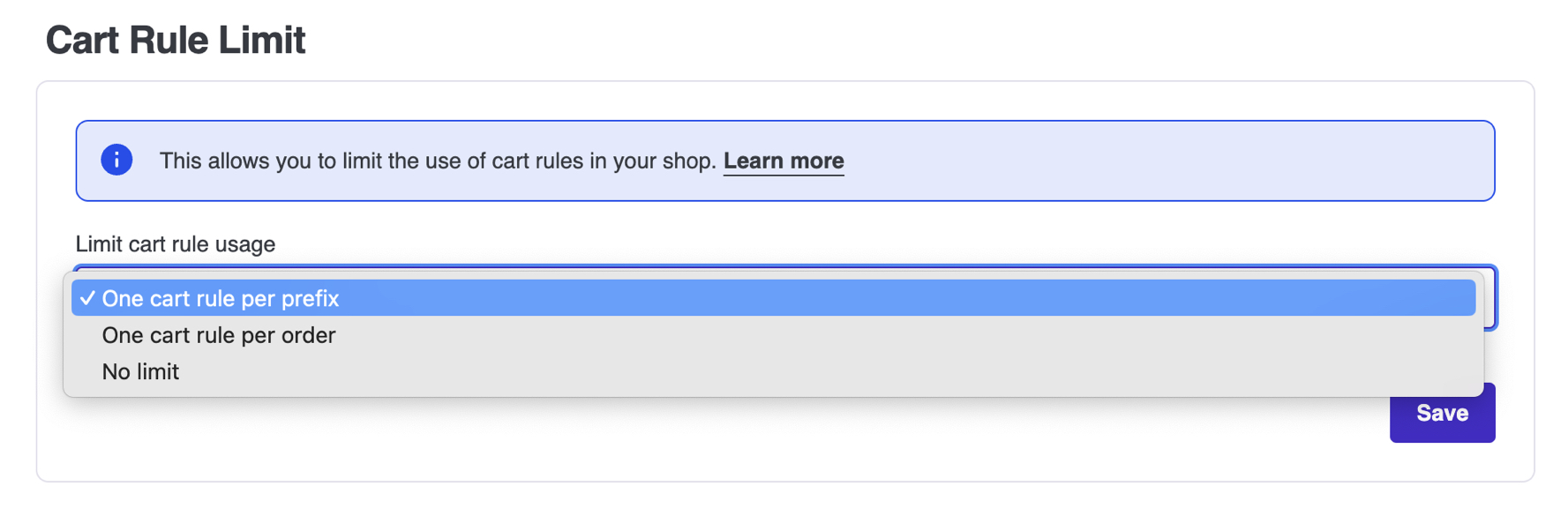 Cart rule limit field in Klaviyo module settings