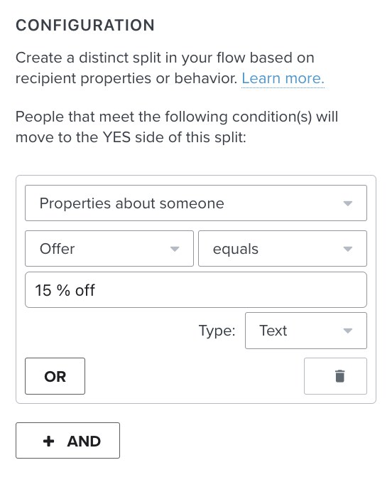 A conditional split with the dimension set to offer and the value set to one of your two offers.