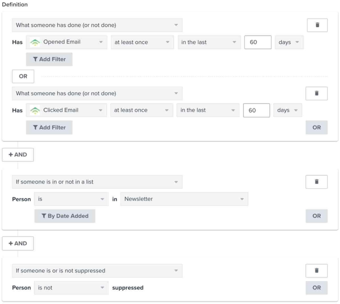 A sample segment referencing multiple data types