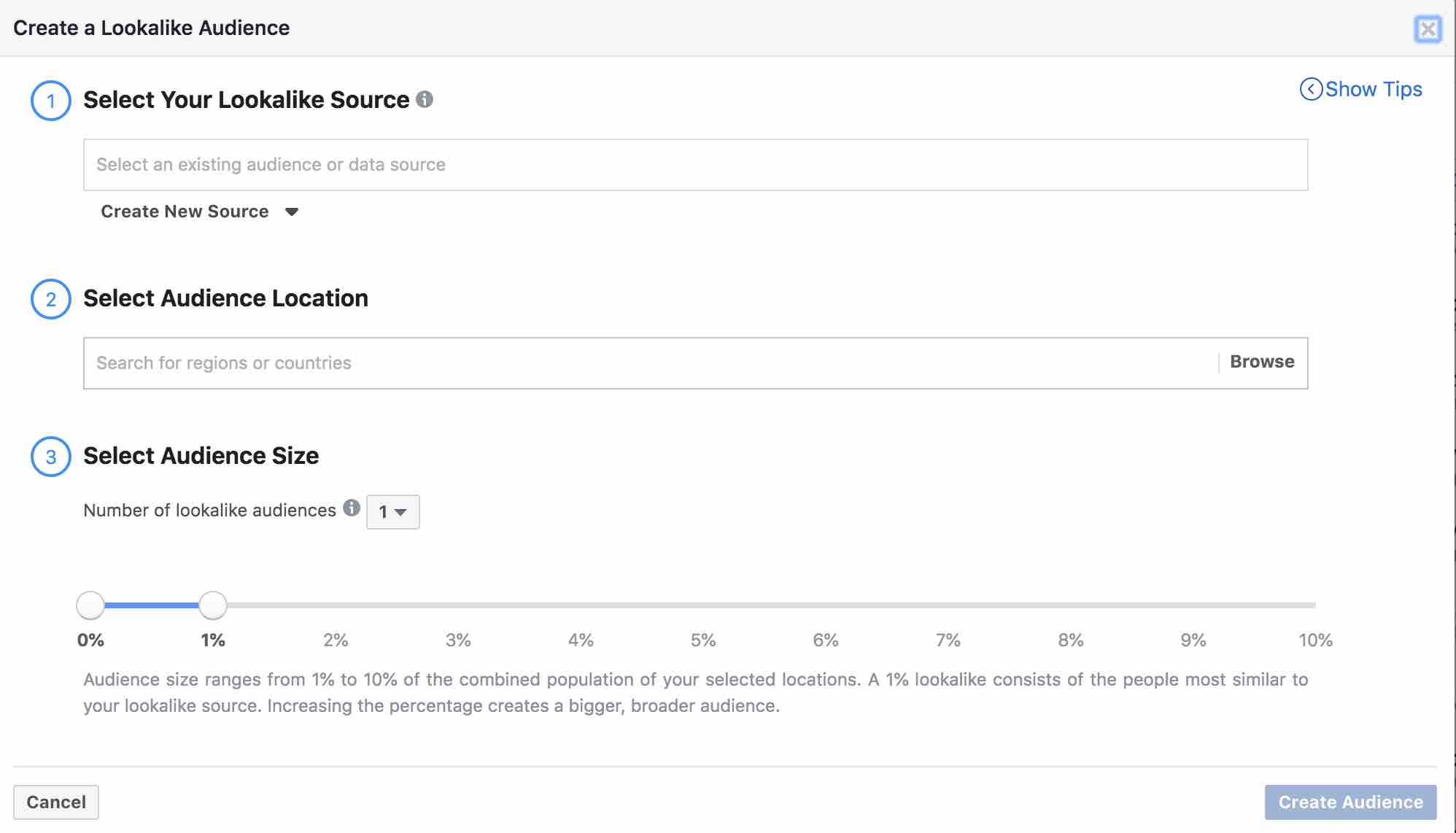 Create a lookalike audience page in Facebook