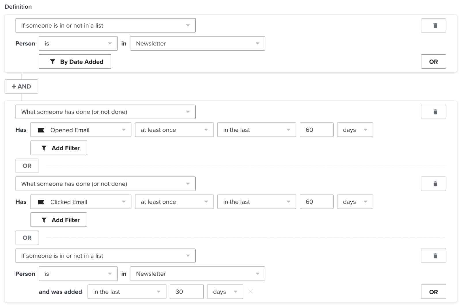 A segment of subscribers who have engaged in the last 60 days