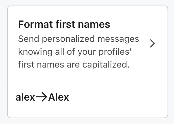 Pre-built transformation to format first names with capital letters