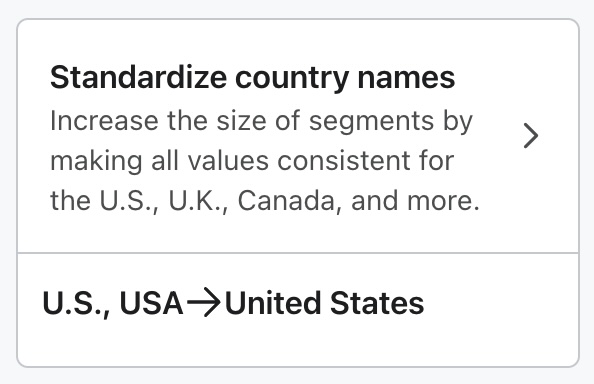 Pre-built transformation to standardize variations of country names